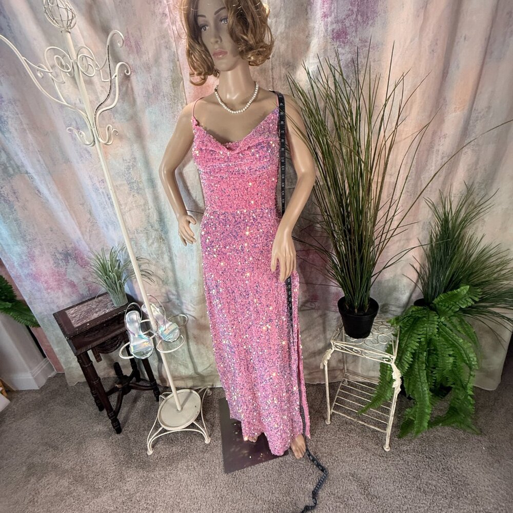 📌Lucy in the Sky Sexy Sequin Backless Long Slit Formal -Prom- Homecoming Dress - Picture 8 of 16